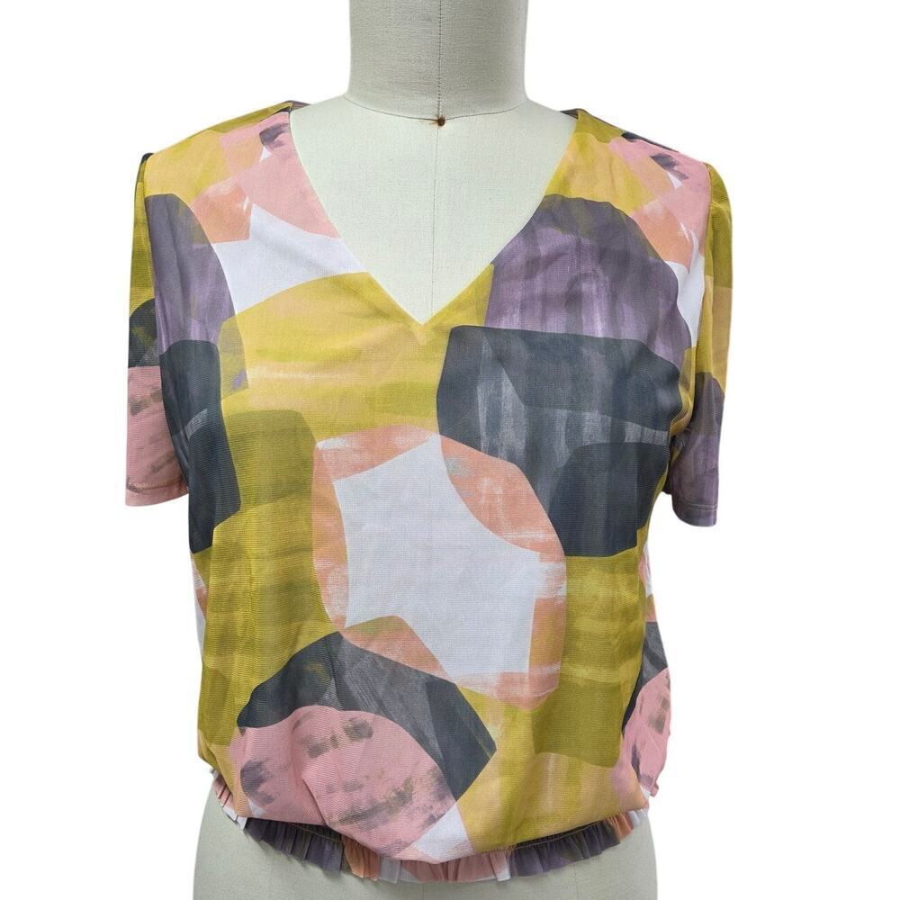 NWT Stitchfix Les Serein Noreira Smocked V Neck Knit Sz PL